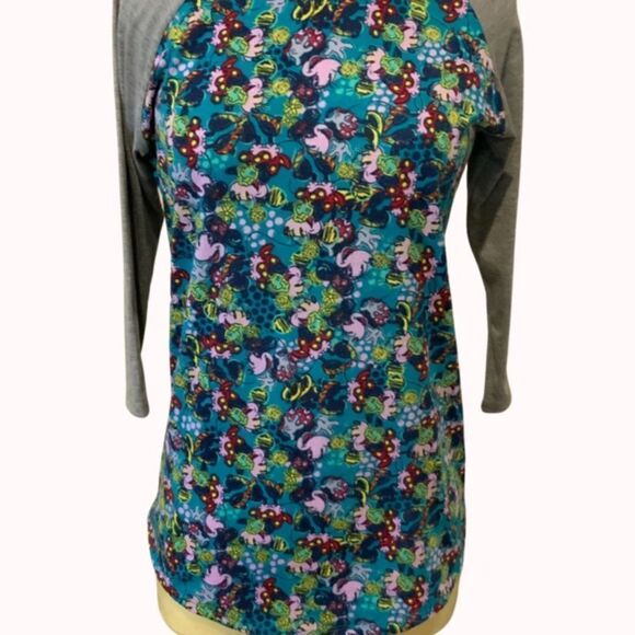 LuLaRoe Randy XS Minnie Mouse Multicolor Raglan Sleeve Baseball Top XS - Picture 7 of 11